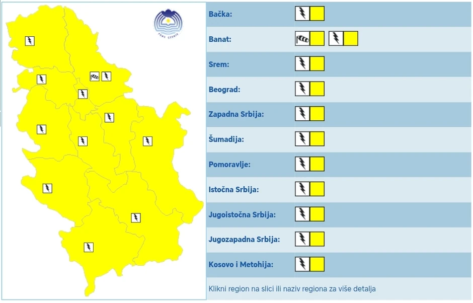 Potencijalno opasno vreme u četvrtak