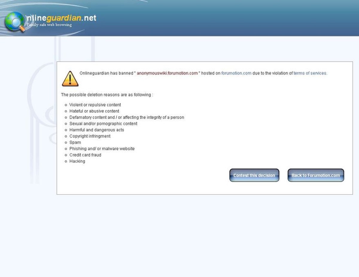 Forum grupy Anonymous zablokowane