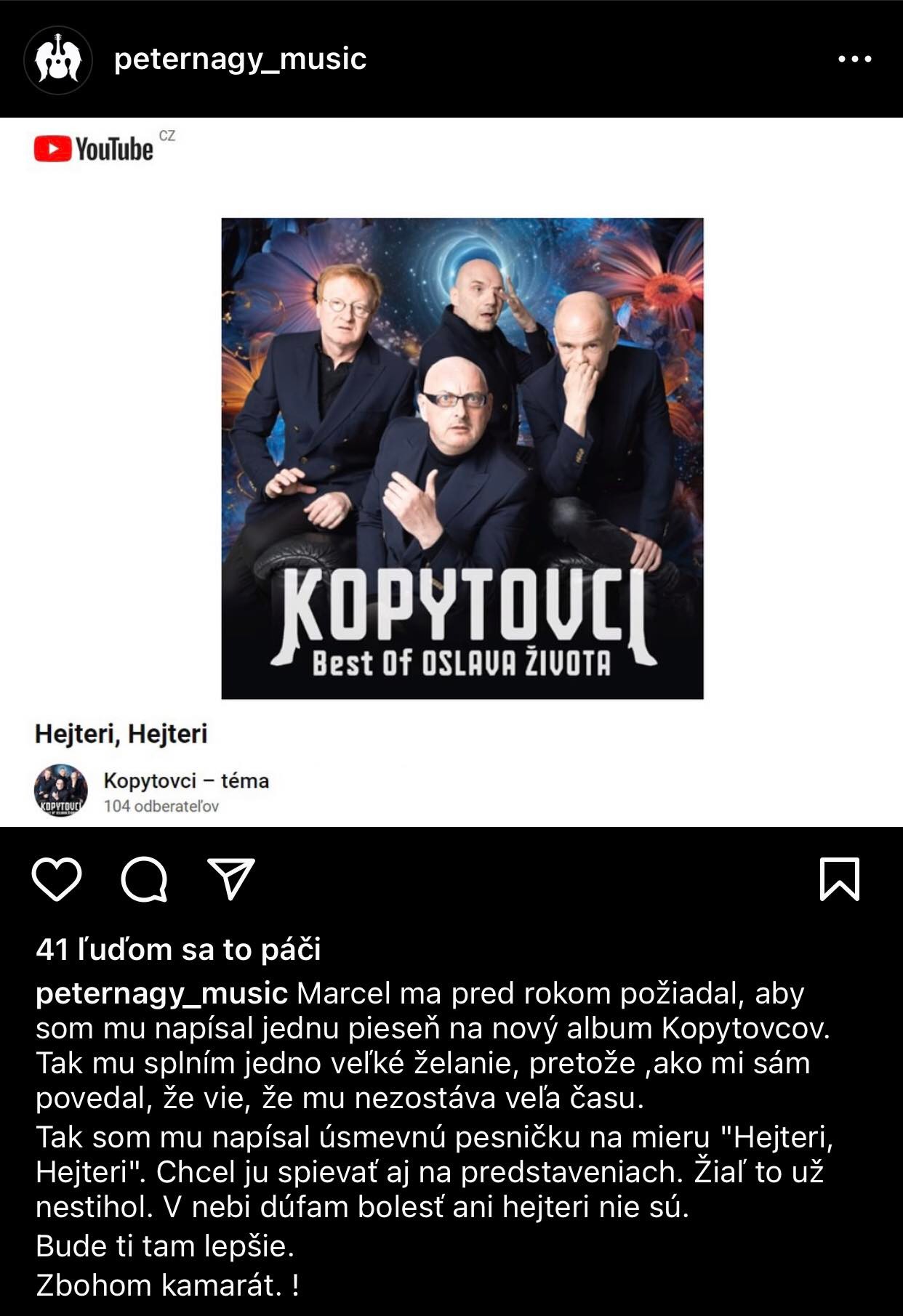 S Marcelom Nemcom sa lúči aj spevák Peter Nagy.