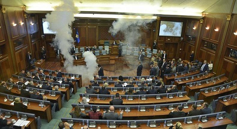 Tear gas fired inside and outside Kosovo parliament