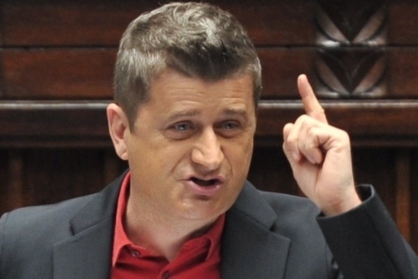 Janusz Palikot z brodą i współprzewodniczącą