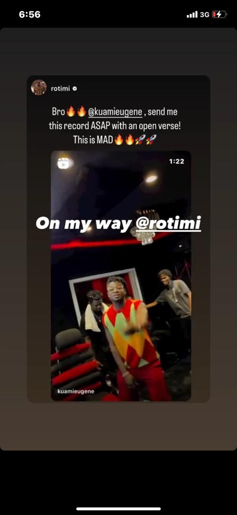 Rotimi reached Kuami Eugene