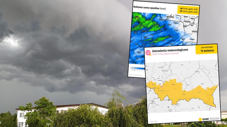 Burze i ulewy zaatakują Polskę. Są żółte alerty IMGW. Nawet 40 mm deszczu (mapy: IMGW/meteologix.com)