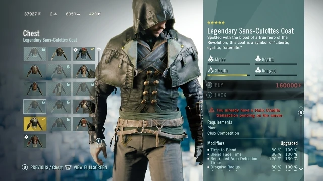 Niektóre ciuszki w Assassin's Creed Unity kosztowały majątek. Niby nie zmieniają rozgrywki, a jednak szkoda, że nie każdy mógł sobie na nie pozwolić.