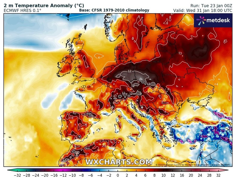 Las temperaturas suelen ser muy altas y superan lo normal pudiendo superar los 10 grados centígrados