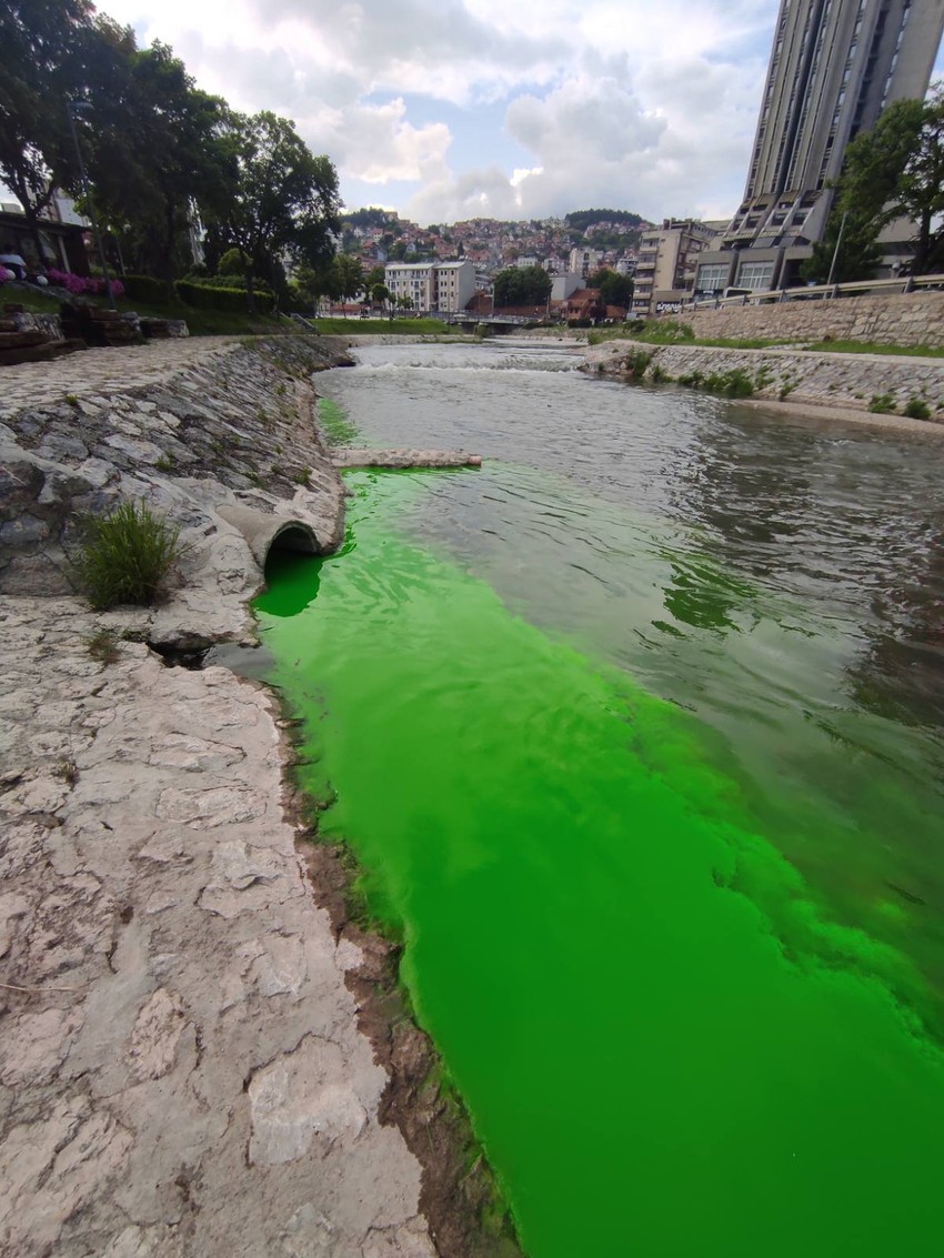 Zelena tečnost dospela u reku iz kanalizacionog ispusta kod železničke stanice