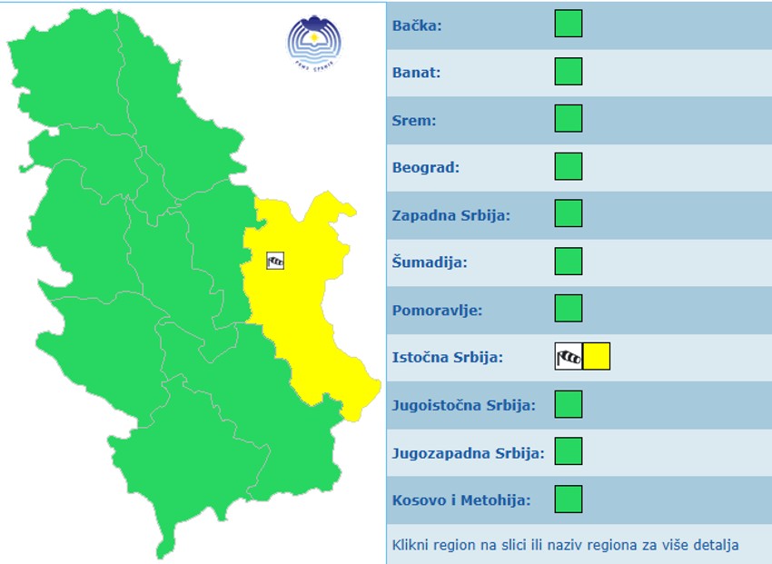 Meteoalarm za danas