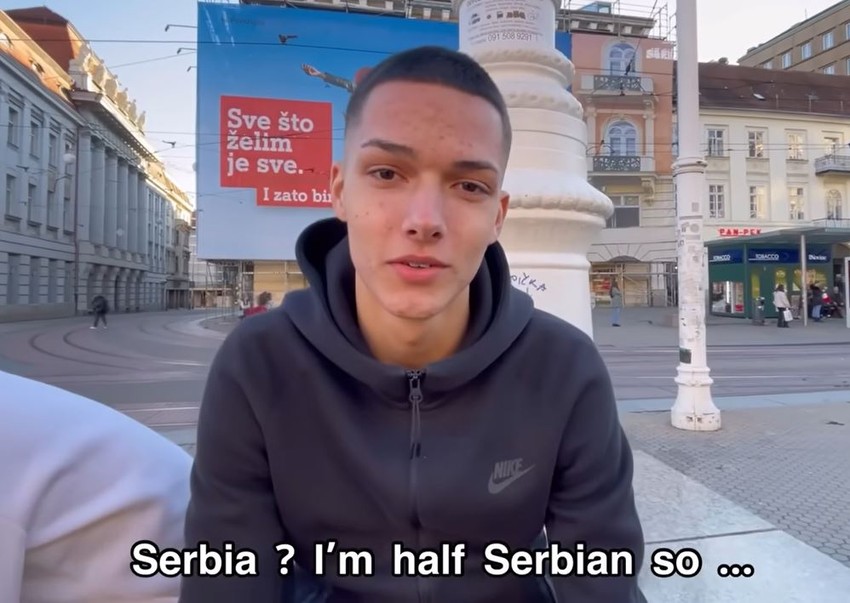 Mladić iz Zagreba odgovora na pitanja Jutjubera da li mrzi Srbe