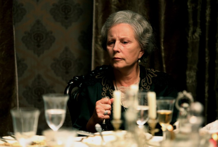 Krystyna Janda na planie filmu 'Panie Dulskie'