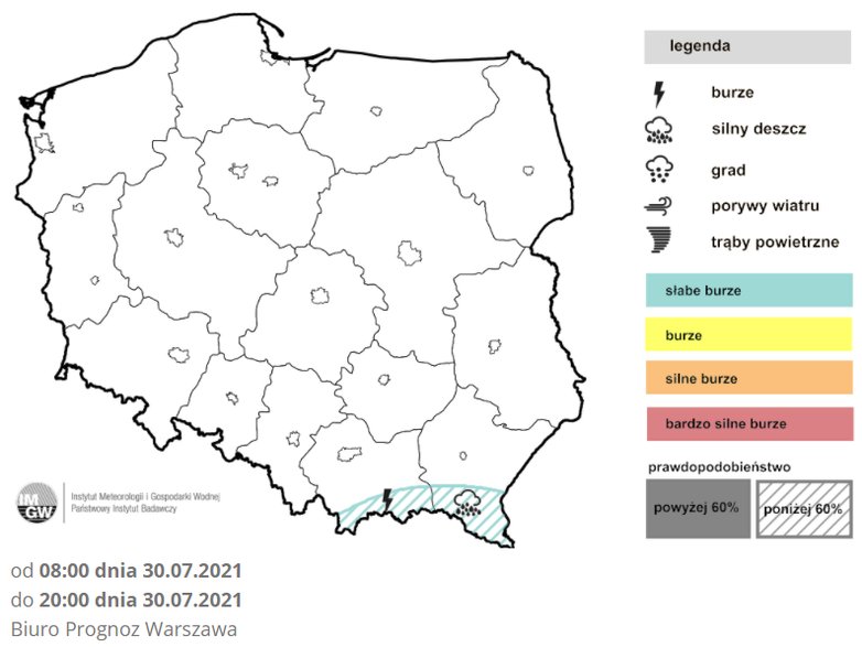 Prognoza burz na piątek