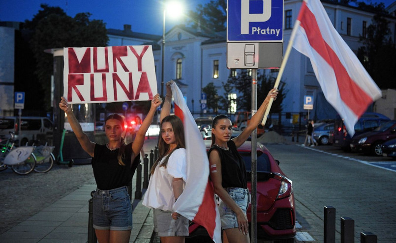 Poparcie dla Białorusi. Manifestacja w Warszawie