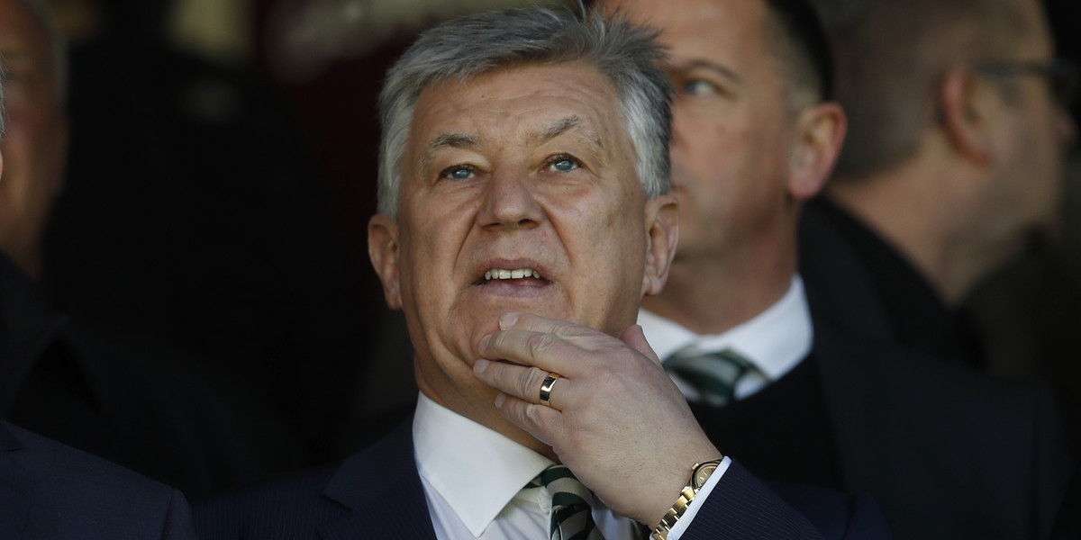 Celtic Chief Executive Peter Lawwell in the stands before the match