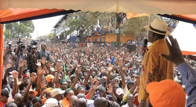 Raila Odinga addressing Kibra residents