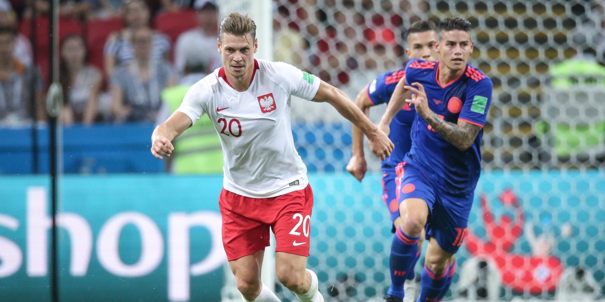 Łukasz Piszczek w meczu z Kolumbią na mundialu w Rosji w 2018 r.