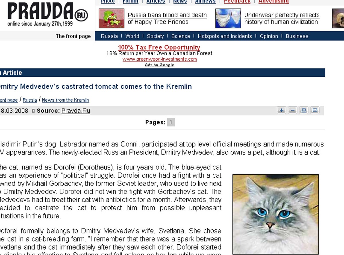 Kot Miedwiediewa wygryzł psa Putina