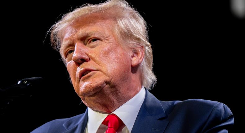 Former US President Donald Trump speaks during the American Freedom Tour at the Austin Convention Center on May 14, 2022 in Austin, Texas.