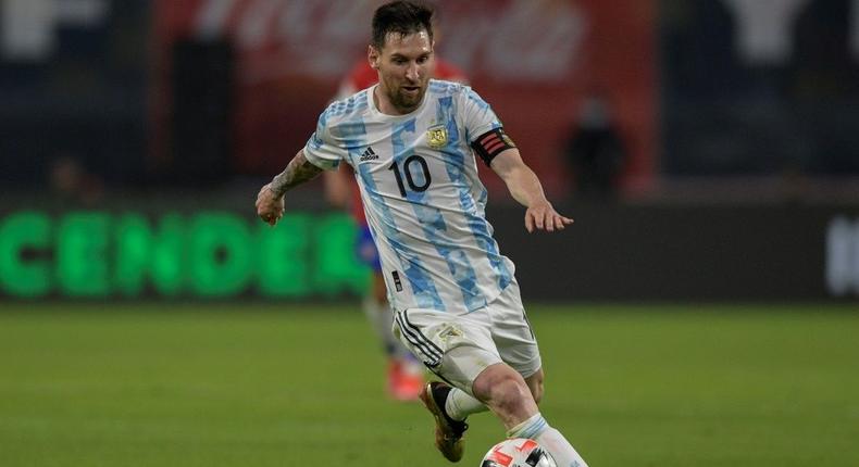 Superstar Lionel Messi scored a penalty in Argentina's 1-1 draw with Chile in their last World Cup qualifier Creator: Juan MABROMATA