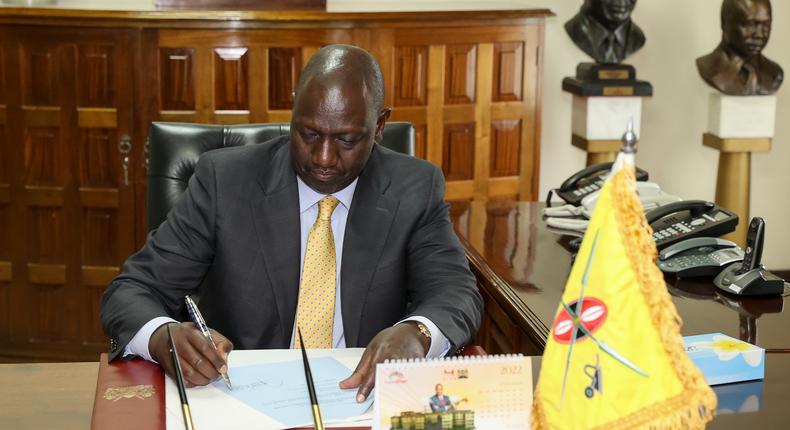 President William Ruto signing an executive order at State House on September 13, 2022