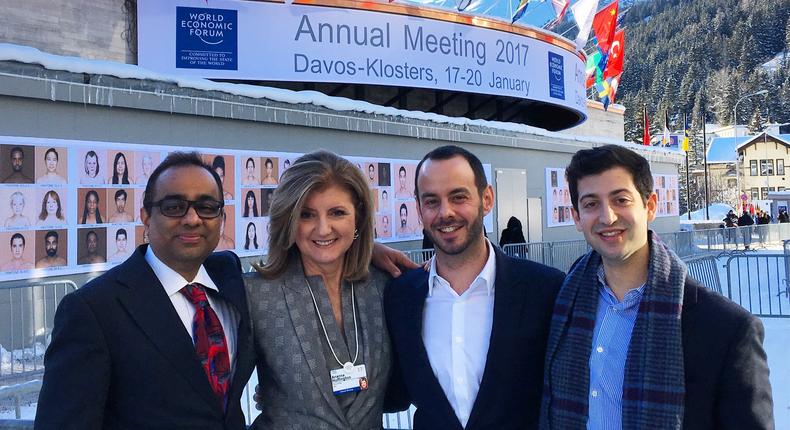 Huffington with her Thrive Global team at Davos.