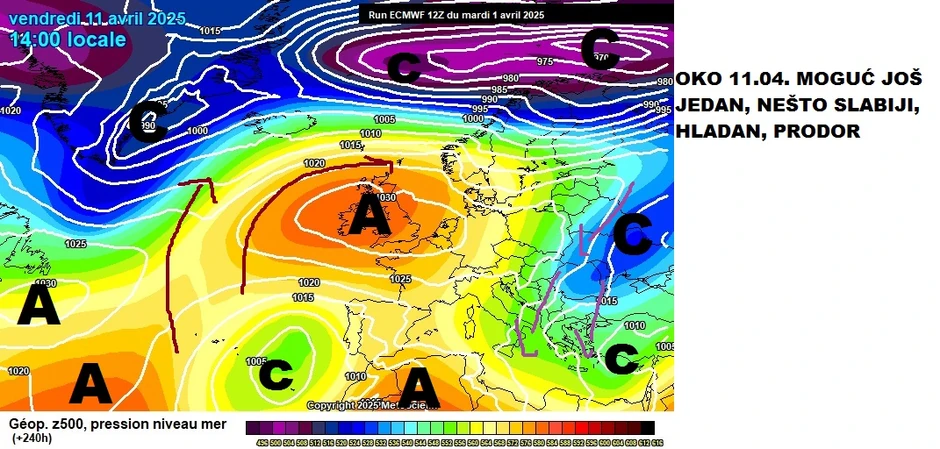 11. aprila stiže novo zahlađenje. a posle 13. aprila temperatura počinje da raste