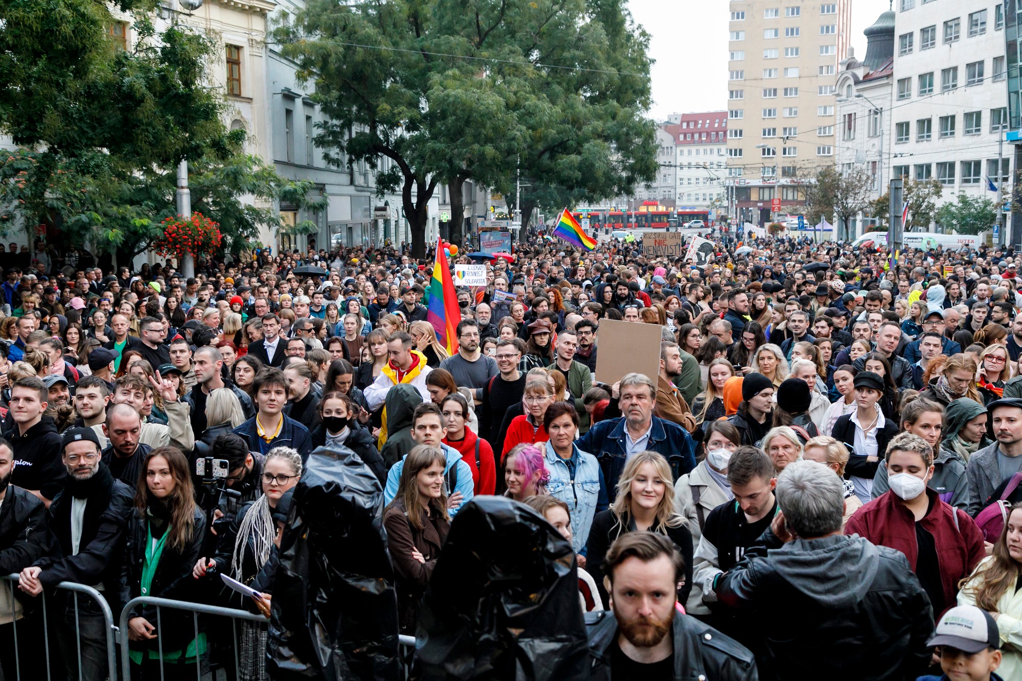 Pochod za odsúdenie nenávisti voči LGBTI komunite v Bratislave 14. októbra 2022.