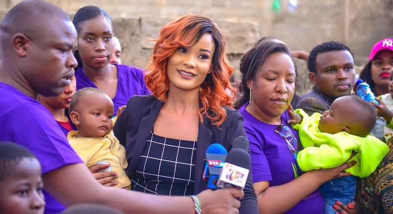 Hamisa Mobetto and Agnes Kagure. Hamisa Mobetto and Agnes Kagure visits Baraka Children home in Kayole.