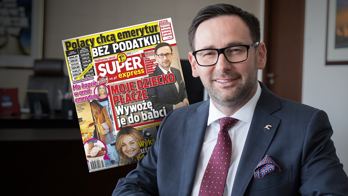 Daniel Obajtek oraz okładka Super Expressu 