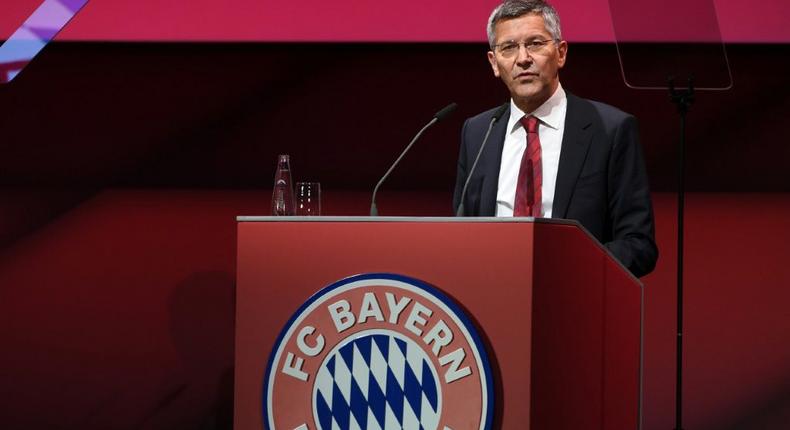 Bayern Munich president Herbert Hainer addresses the club's AGM on Thursday Creator: Christof STACHE