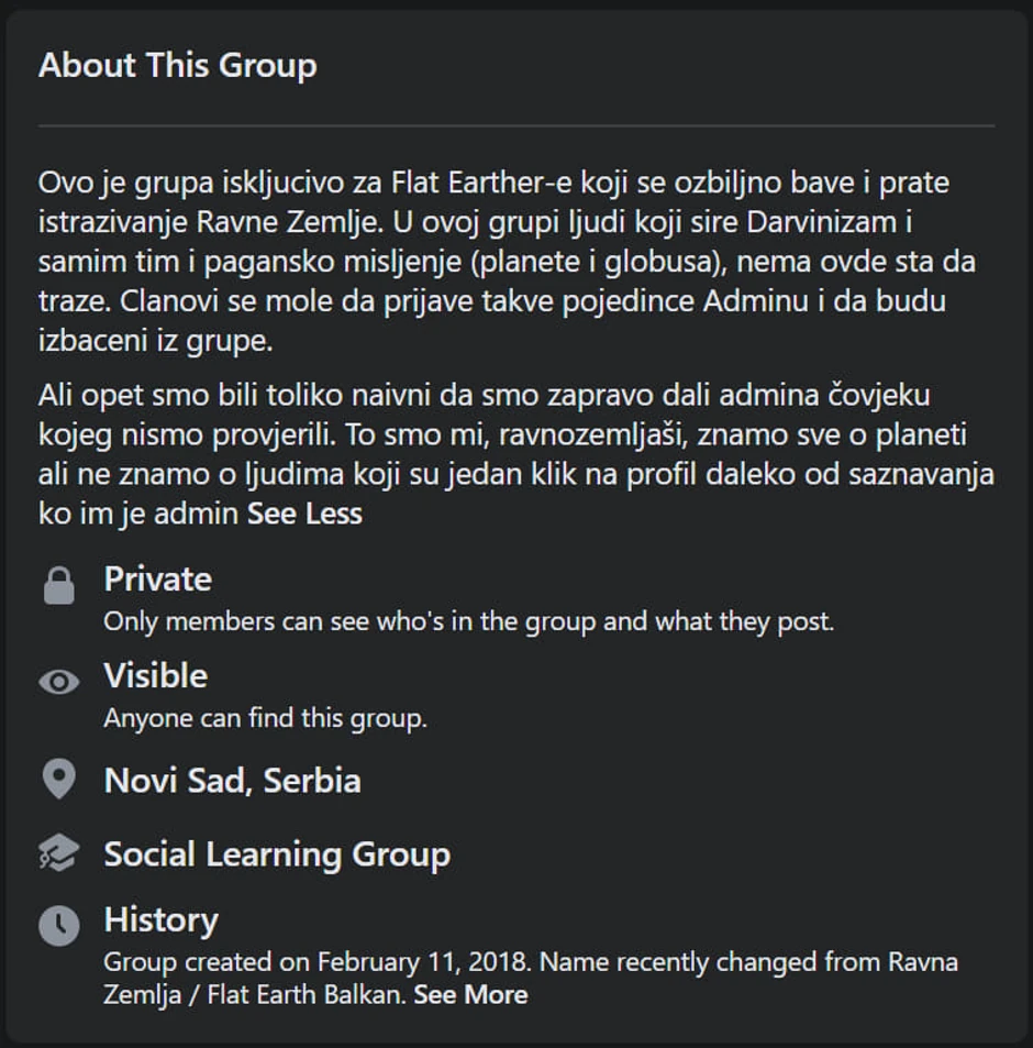 Objava administratora "Okrugle zemlje"