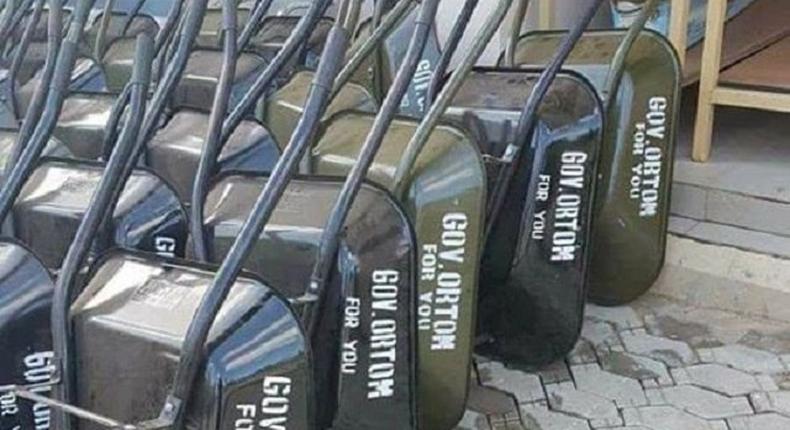 The branded wheelbarrows