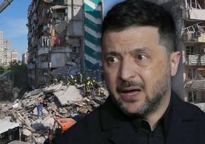 Zelenski i srušena zgrada u Kijevu