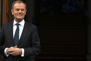 President of the European Council Donald Tusk waiting outside Government buildings in Dublin