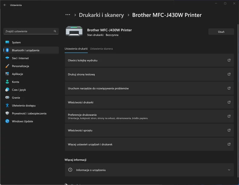 Zarządzanie drukarkami w Windows 11