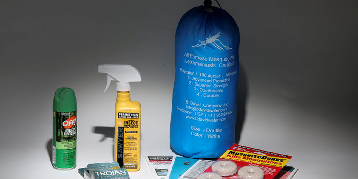 File photo photo illustration shows an anti Zika virus kit (which doesn't contain the repellent gel developed by the Brazilian military).