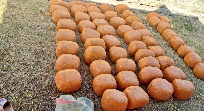 Gunny bags containing illegalized substance