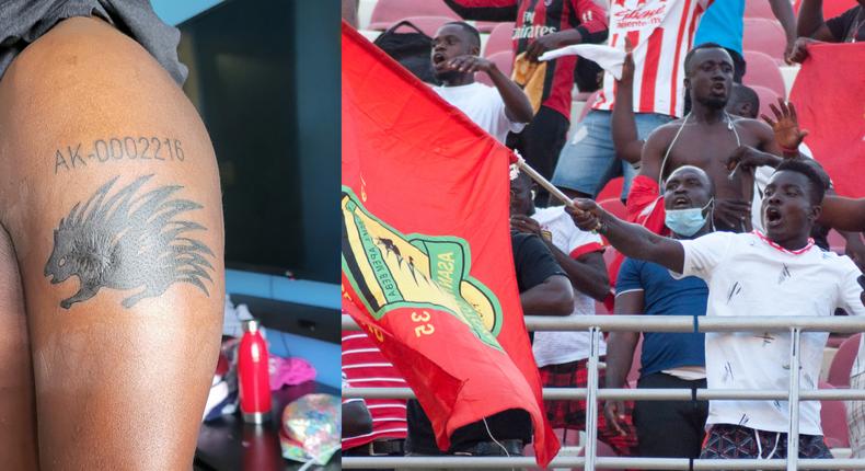 Asante Kotoko: Die-hard fan tattoos porcupine on his body