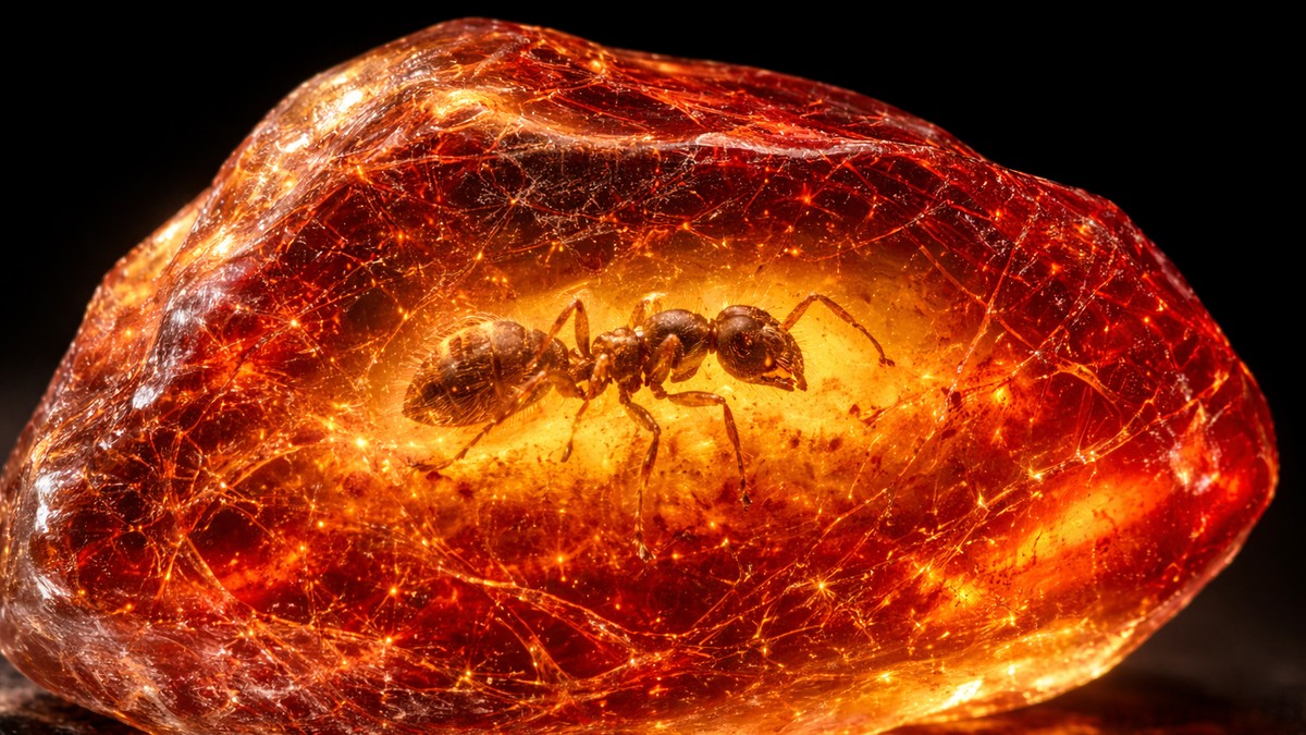 Fosil mrava u ćilibaru - ilustracija