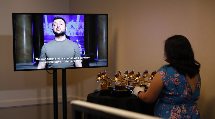 Zelenszkij a Grammy-gáláról üzent / Fotó: MTI EPA