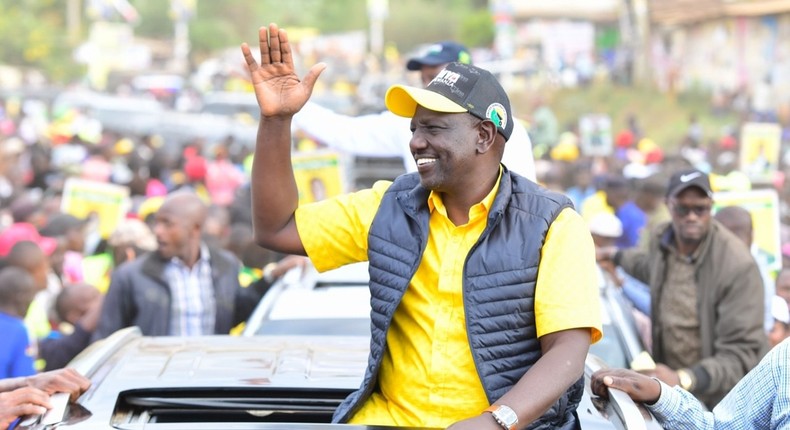 Kenya Kwanza presidential candidate Dr William Ruto on the campaign trail in Embu County on July 1, 2022