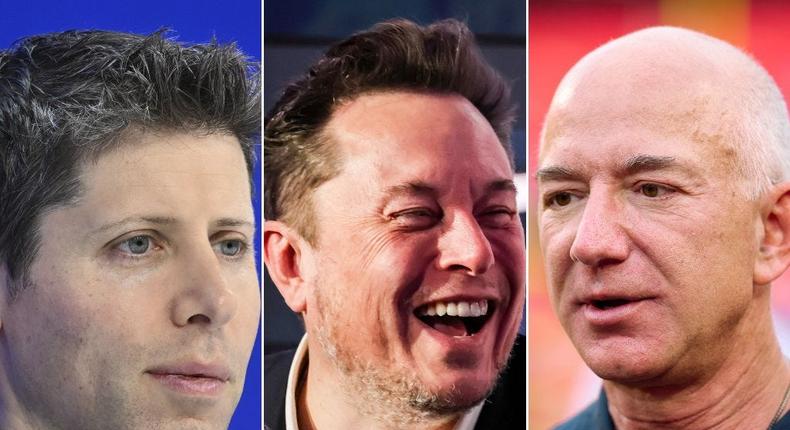 OpenAI CEO Sam Altman (left), Elon Musk (center), and Amazon founder Jeff Bezos (right).Halil Sagirkaya/Anadolu via Getty Images; Dominika Zarzycka/SOPA Images/LightRocket via Getty Images; Cooper Neill via Getty Images