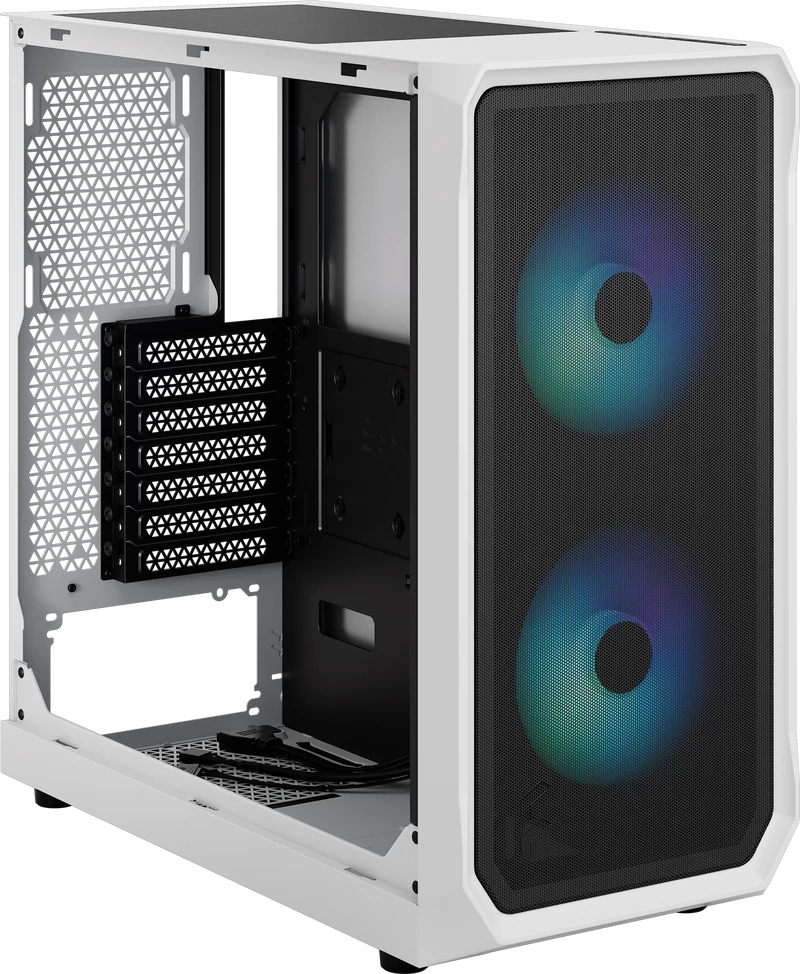 Fractal Design Focus 2 RGB White – lewa strona obudowy ze zdemontowanym panelem bocznym