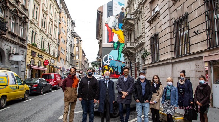 Budapest új éke, a Berlint ábrázoló tűzfalfestmény /Fotó: Farkas András