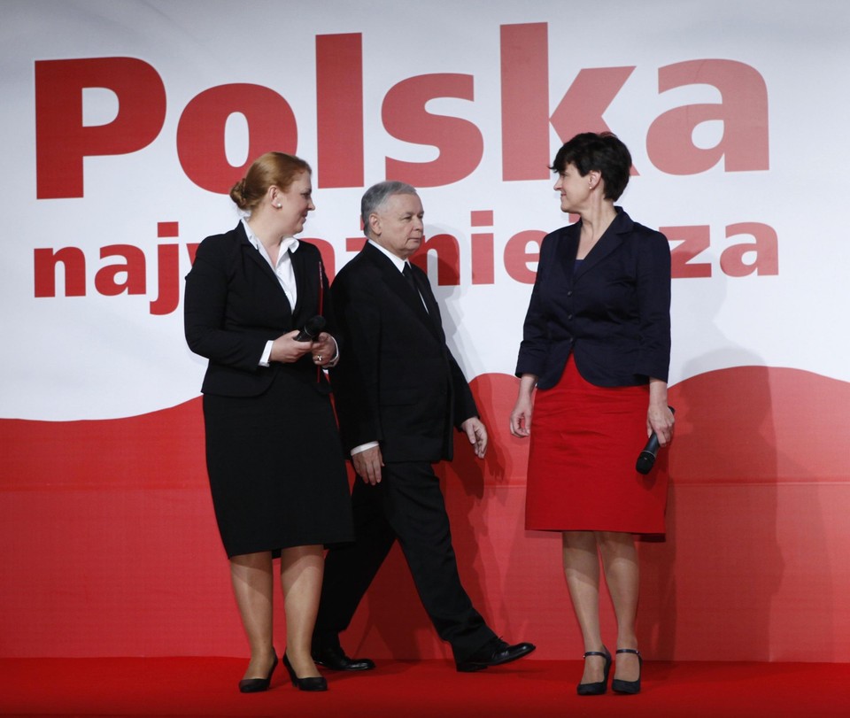 Elżbieta Jakubiak, Joanna Kluzik-Rostkowska i Jarosław Kaczyński, fot. Reuters