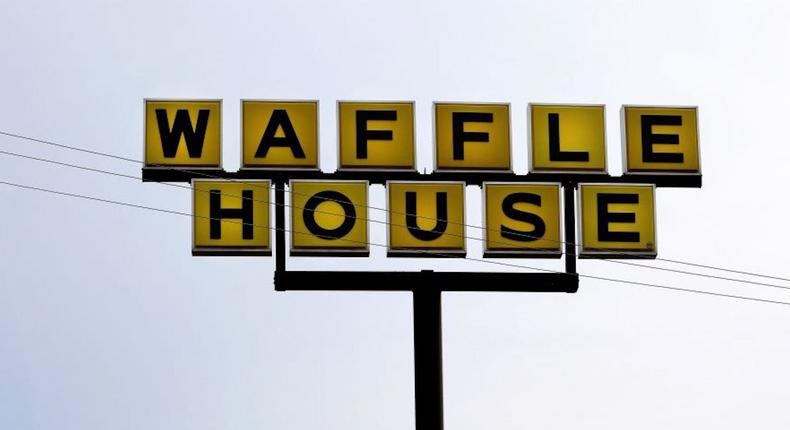 Waffle House restaurant signage.
