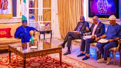 President Bola Tinubu receiving comprehensive briefing from his team ahead of the summit in Paris, France. [Presidency]