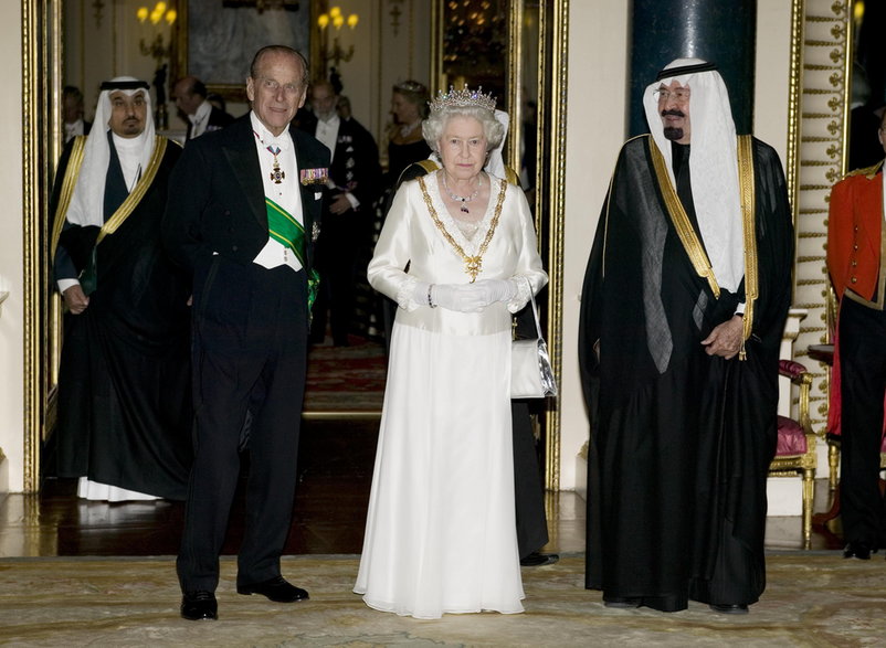 Elżbieta II, książę Filip i król Arabii Saudyjskiej - Abdullah