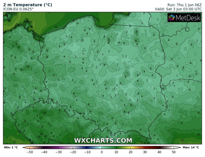 Noc z piątku na sobotę bardzo zimna! Uwaga na liczne, przygruntowe przymrozki.