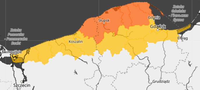 Na wschodzie Wybrzeża ostrzeżenia przed wiatrem mają drugi stopień