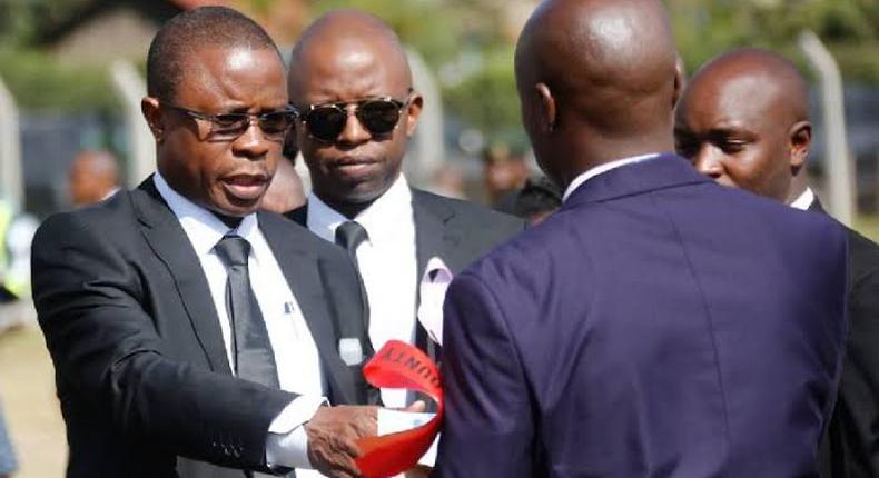 Edwin Abonyo, husband to the Late Dr Joyce Laboso, during the former Bomet Governor's burial