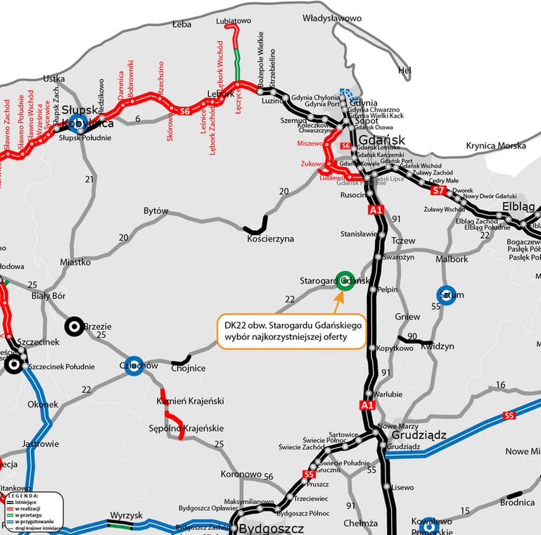 Mapa lokalizacyjna obwodnica Starogardu Gdańskiego